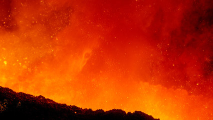 molten iron flows out of the blast furnace