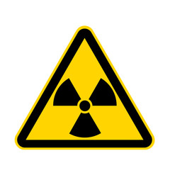 Radiation yellow danger sign isolated on white with clipping path