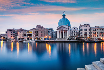 Fantastic spring sunrise in Venice with San Simeone Piccolo church. Colorful morning scene in...