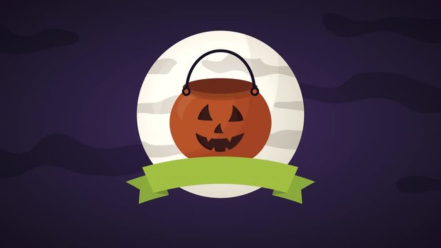happy halloween celebration with pumpkin and candies