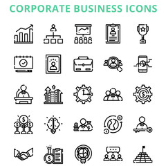 Corporate Business With Outline Black And White Iconset