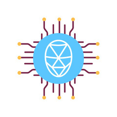 Identification polygonal grid face color line icon. ID and verifying person concept. Biometric security element. Artificial intelligence technology. Sign for web page, mobile app.