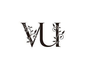 Initial letter V and U, VU, vintage Logo Icon, classy black letter monogram logo icon suitable for boutique,restaurant, wedding service, hotel or business identity.