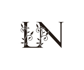 Initial letter L and N, LN, vintage Logo Icon, classy black letter monogram logo icon suitable for boutique,restaurant, wedding service, hotel or business identity.