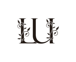 Initial letter L and U, LU, vintage Logo Icon, classy black letter monogram logo icon suitable for boutique,restaurant, wedding service, hotel or business identity.