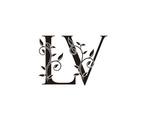 Initial letter L and V, , , vintage Logo Icon, classy black letter monogram logo icon suitable for boutique,restaurant, wedding service, hotel or business identity.