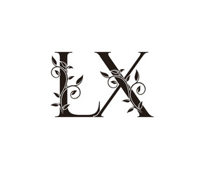 Initial letter L and X, LX, vintage Logo Icon, classy black letter monogram logo icon suitable for boutique,restaurant, wedding service, hotel or business identity.