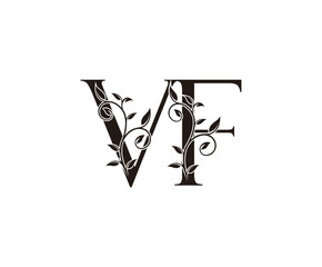 Initial letter V and F, VF, vintage Logo Icon, classy black letter monogram logo icon suitable for boutique,restaurant, wedding service, hotel or business identity.