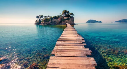 Foto op Canvas Bright spring view of the Cameo Island. Picturesque morning scene on the Port Sostis, Zakinthos island, Greece, Europe. Beauty of nature concept background. © Andrew Mayovskyy