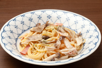 キノコのチーズクリームパスタ