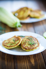 vegetable fritters made from green zucchini in a plate