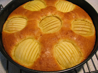 Freshly baked homemade apple cake in a pan