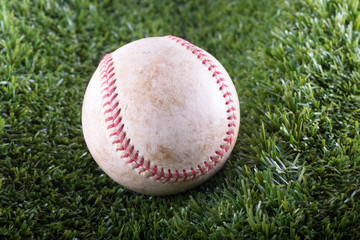 Baseball in closeup