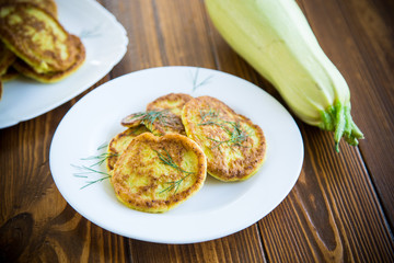 vegetable fritters made from green zucchini in a plate