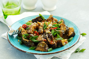 Chinese vegetables in sweet and sour sauce. Selective focus