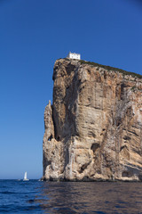 View from the sea on Cape Capo Caccia near Alghero city of Sardi - 288749546