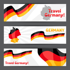 Set of banners with flags and map of Germany.