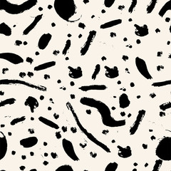 Set of Vector Abstract Brush Strokes, Hand Drawn Design Elements. Seamless pattern vector