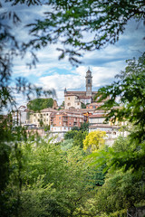 Naklejka premium Calosso town, Costigliole d'Asti, Piedmont, Italy. Monferrato langhe wine tasting region-