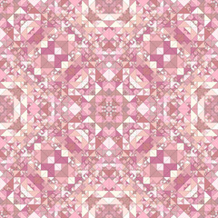 Pink seamless abstract triangle mosaic tile kaleidoscope wallpaper pattern - tribal vector background graphic design