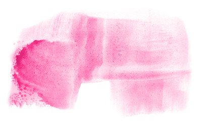 Abstract watercolor background hand-drawn on paper. Volumetric smoke elements. Pink color. For design, web, card, text, decoration, surfaces.
