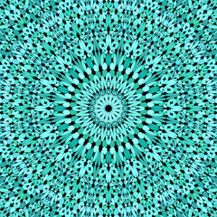 Turquoise flower kaleidoscope mandala pattern wallpaper - ethnic abstract vector background illustration