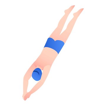 Man jump in pool icon. Isometric of man jump in pool vector icon for web design isolated on white background