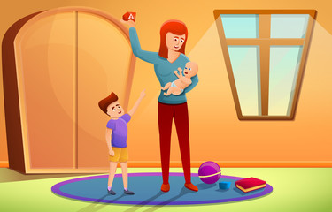 Babysitter concept banner. Cartoon illustration of babysitter vector concept banner for web design