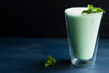 milk cocktail with mint and lemon