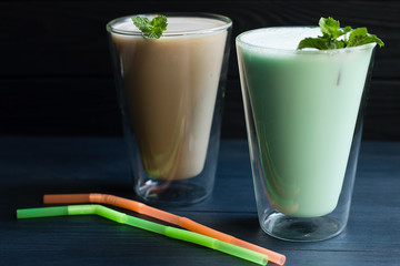 milk cocktail with mint and lemon