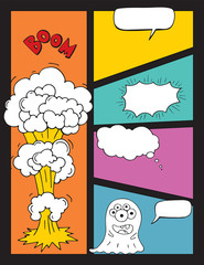 Blank Comic Book, Mock up with empty speech bubbles