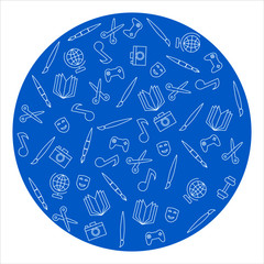 Collection of high quality white outline icons for web site design and mobile apps. Vector illustration on a blue background