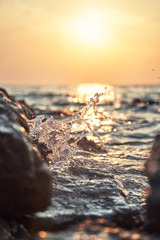 Welle im Sonnenuntergang