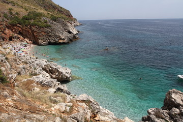 Castellammare del Golfo, San Vito Lo Capo - June 30th 2016: The Zingaro Nature Reserve, an Italian protected natural area managed by the Regional State Forestry Company of the Sicilian Region