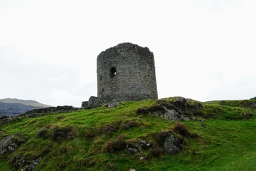 Fototapeta na wymiar Castle Ruins Isolated on a Hill 