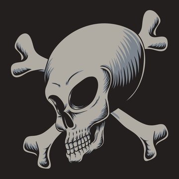 Alien skull crossed bone vector illustration