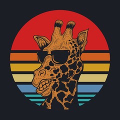 giraffe sunset vector illustration © andypp