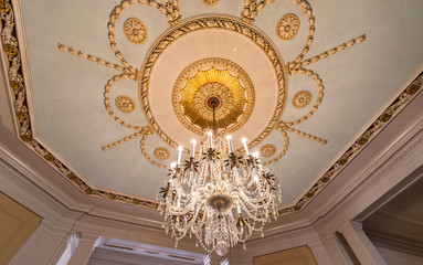 Crystal Chandelier lamp hanging from the ceiling