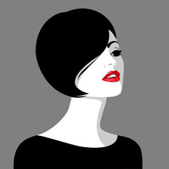 Beautiful young woman with black hair