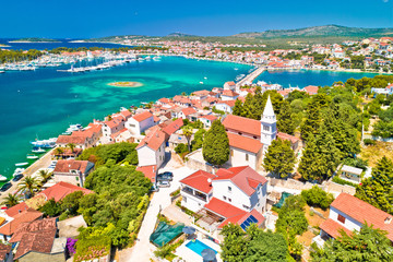 Adriatic town of Rogoznica aerial coastline view - obrazy, fototapety, plakaty