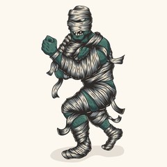 Fototapeta na wymiar zombie mummy fighter vector illustration