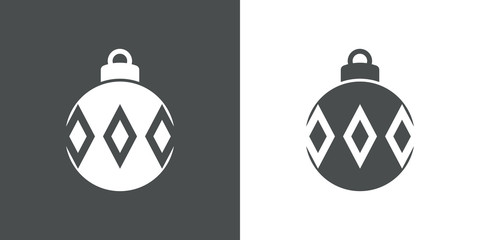 Icono plano bola de navidad con rombos en gris y blanco