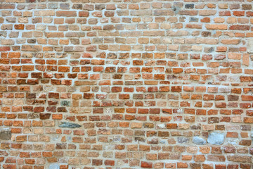 Naklejka premium Empty old brick wall texture. Painted problematic wall surfaces. Rough. Grunge, stone, background. Abstract web banner.