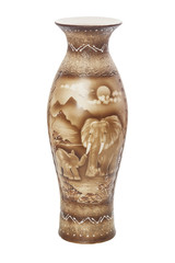Elephant patterned ceramic big vase