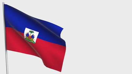 Haiti waving flag illustration on flagpole.