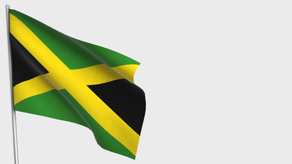 Jamaica waving flag illustration on flagpole.