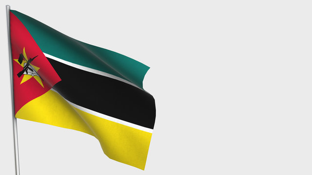 Mozambique waving flag illustration on flagpole.