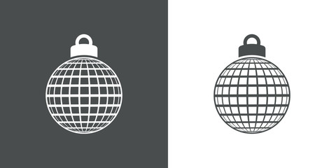 Icono plano bola de navidad con patrón de cuadrados en gris y blanco