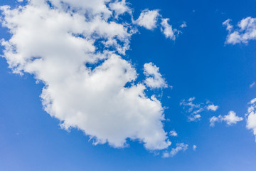 Blue sky on a sunny day with fluffy clouds
