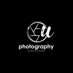 Initial letter U linked inside signature minimalist luxurious photography.